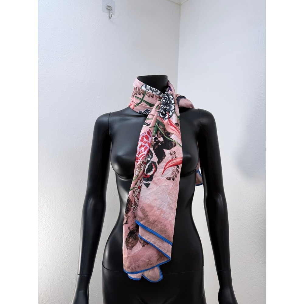 NUWEERIR 100% Silk Floral Horse Scarf Multicolor 51x51" Square NWT